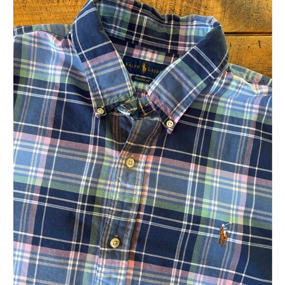 Mens Ralph Lauren Classic Fit Multi Color Plaid Long Sleeve Button Down Shirt XL - Picture 1 of 10